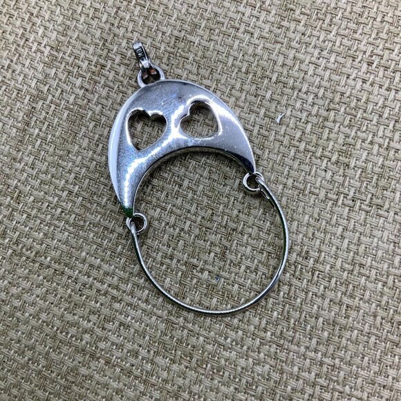 Monet Vintage Double Heart Silver Tone Charm Holder Pendant - Picture 1 of 6